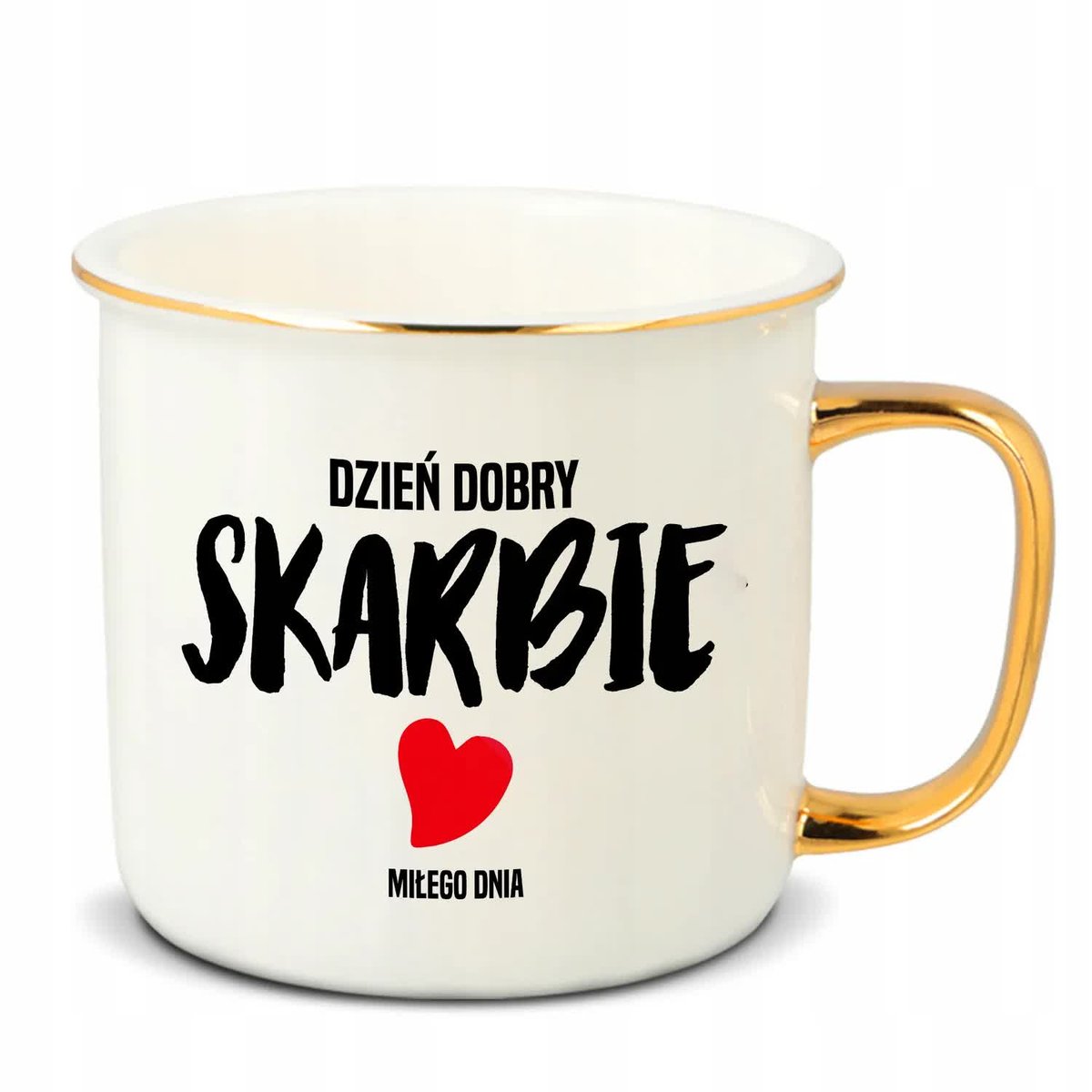Kubek RETRO Złote Ucho Rant DZIEŃ DOBRY SKARBIE Miłość Walentynki Wzory