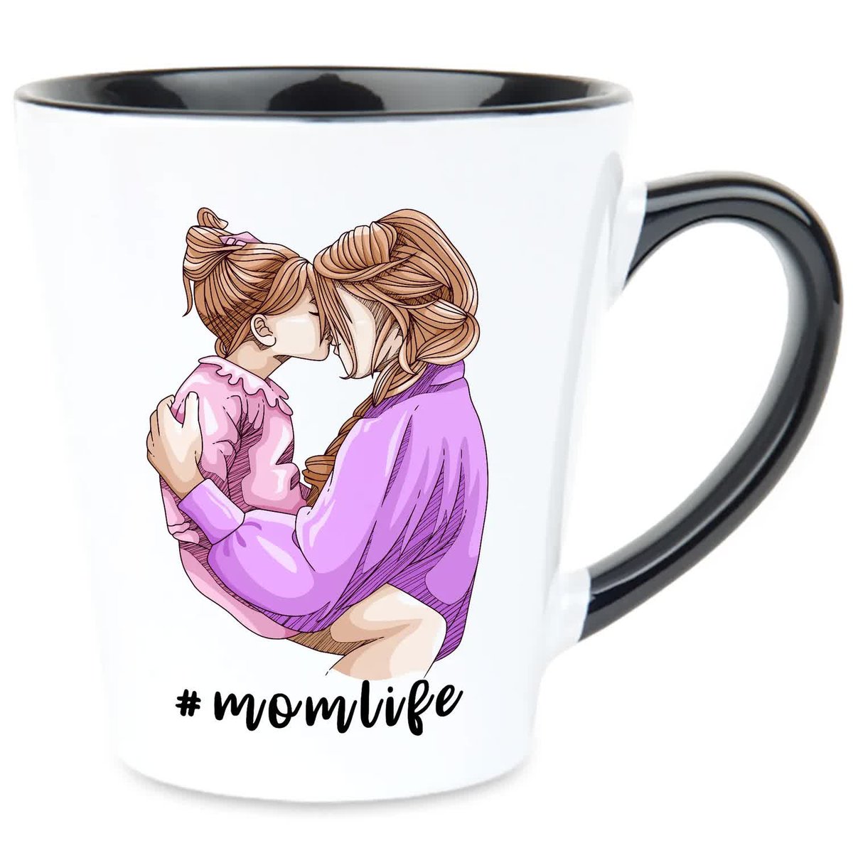 Kubek Latte Czarno Biały #MOMLIFE 350ml Na Prezent Zabawne Wzory