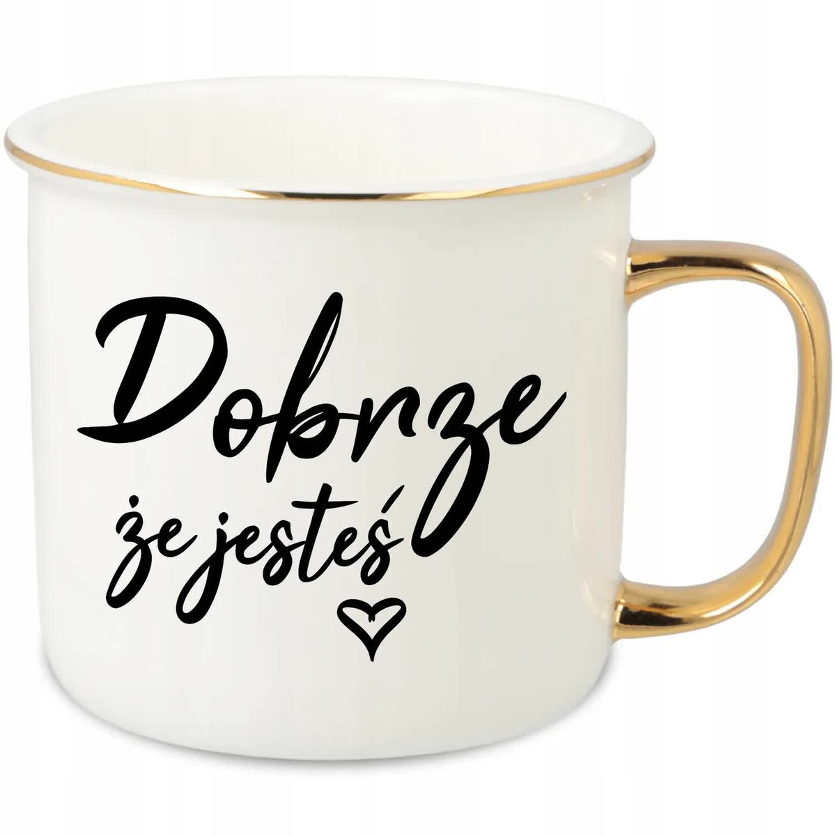 KUBEK UCHO RANT ZŁOTY PORCELANOWY RETRO 280ML PREZENT DOBRZE ŻE JESTEŚ WZ