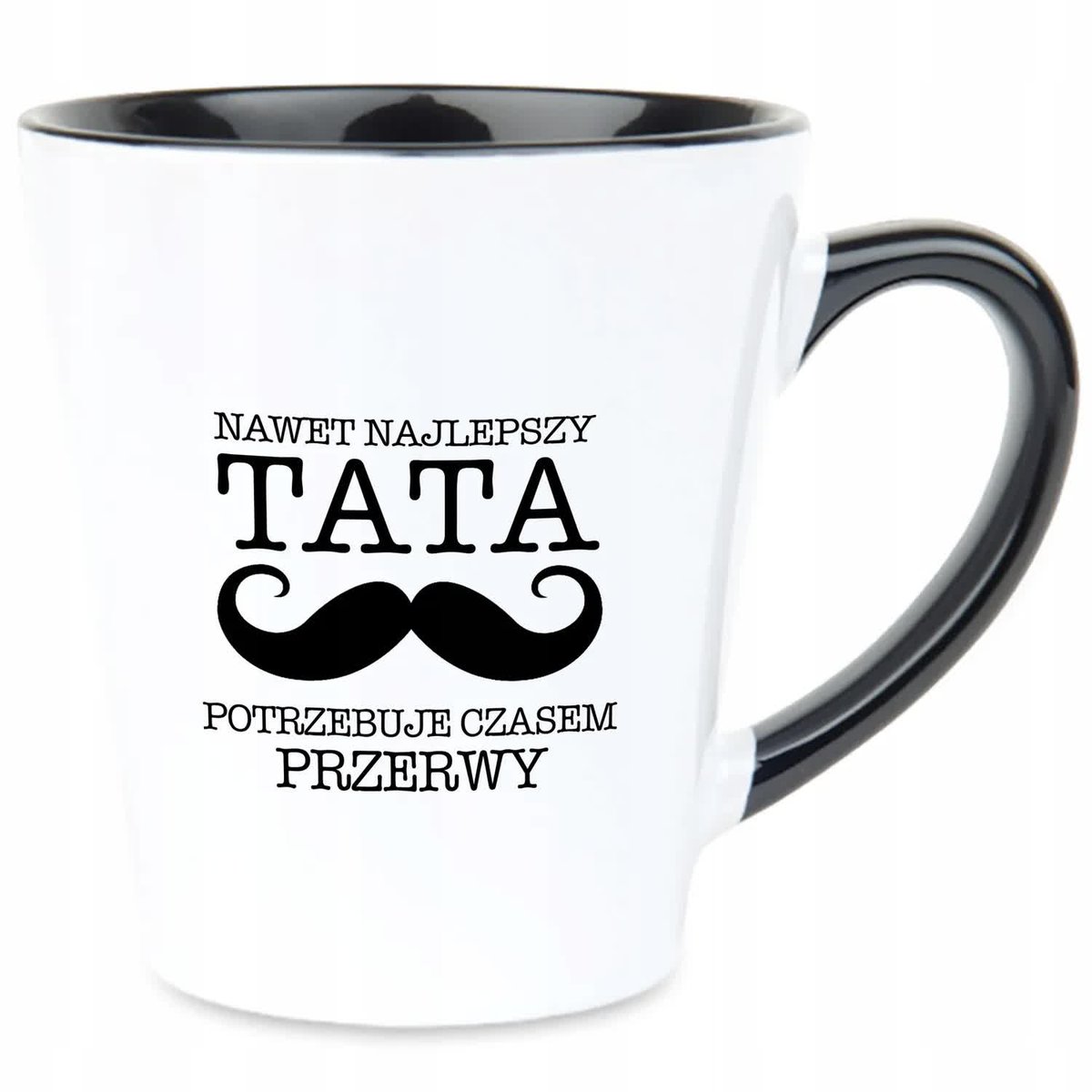 Kubek Latte Czarno Biały TATA POTRZEBUJE PRZERWY 350ml Na Prezent WzorY