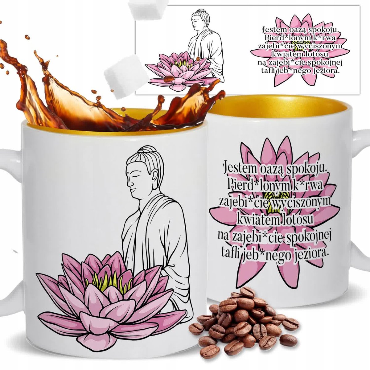 Kubek Złoty Na Prezent JESTEM OAZĄ SPOKOJU Wzory