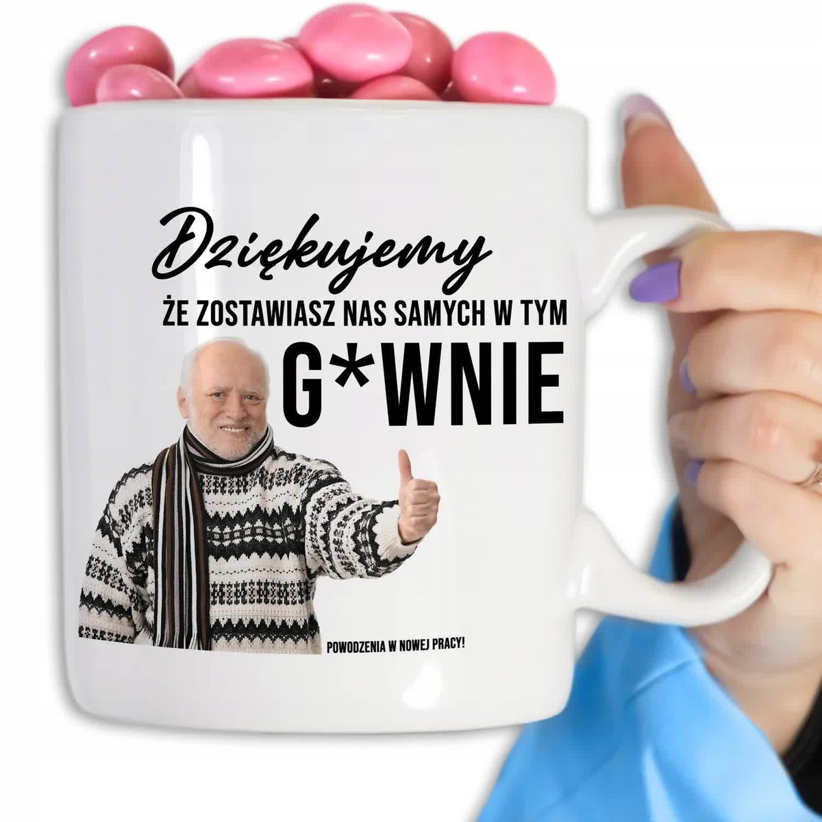 KUBEK BIAŁY OGROMNY 890ML POŻEGNANIE Z PRACY DLA KOLEGI NA PREZENT WZ