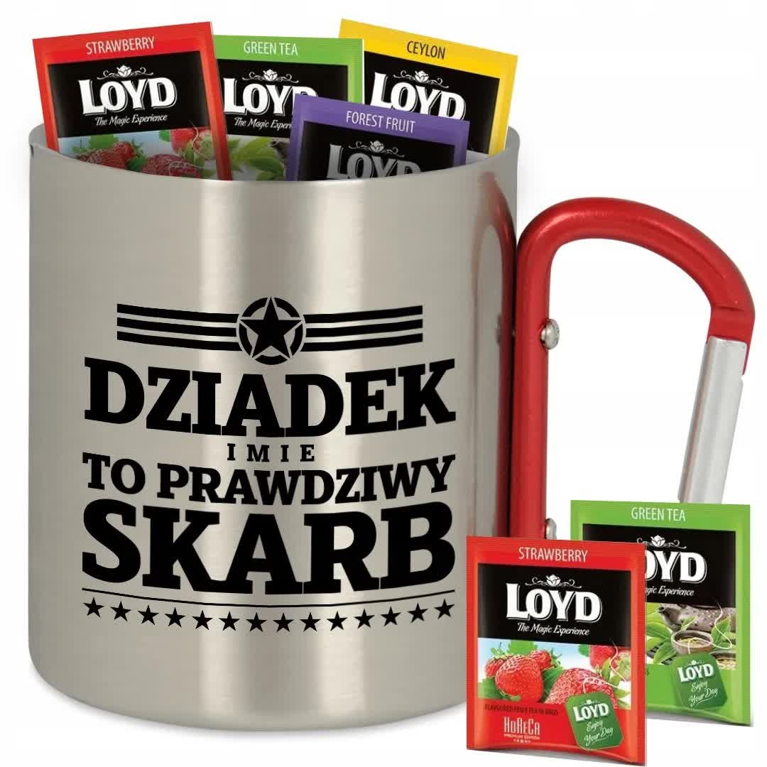 Kubek Metalowy Karabińczyk DZIADEK *IMIĘ* TO PRAWDZIWY SKARB + 8 LOYD Wzory