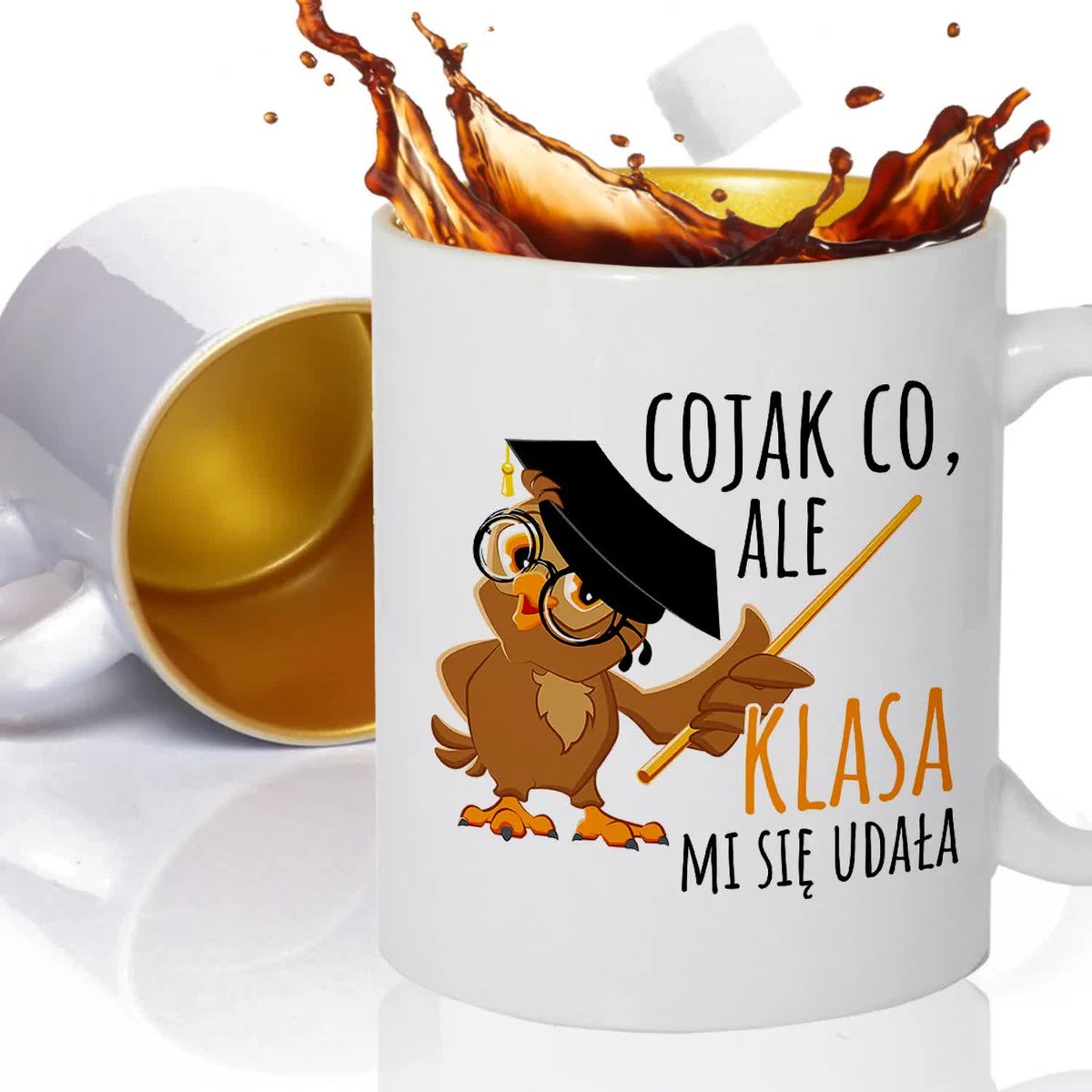 Kubek Złoty Na Prezent KLASA MI SIĘ UDAŁA Wzory