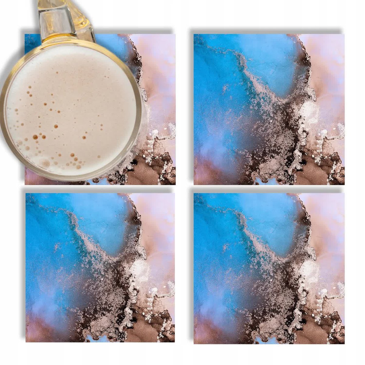 Zestaw Podkładki Szklane pod Kubek 4 Szt Mix Wzory