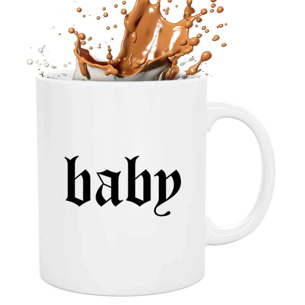 KUBEK BIAŁY NAPIS 'BABY' 330ML MODNE WZORY
