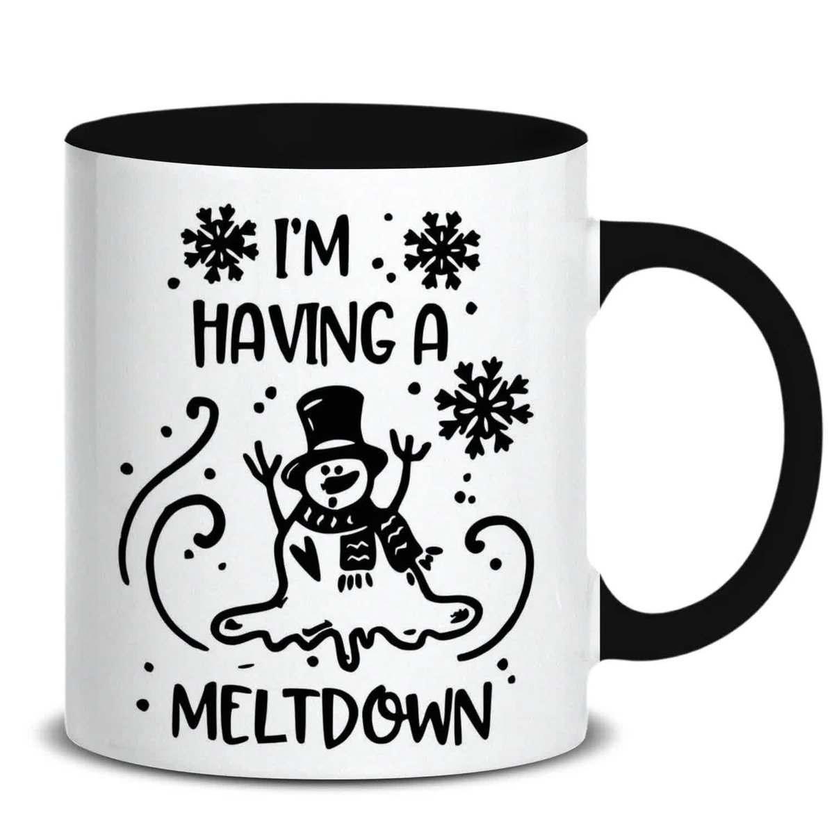 Kubek CZARNE UCHO WNĘTRZNE IM HAVING A MELTDOWN Prezent Święta Mikołaj Wz