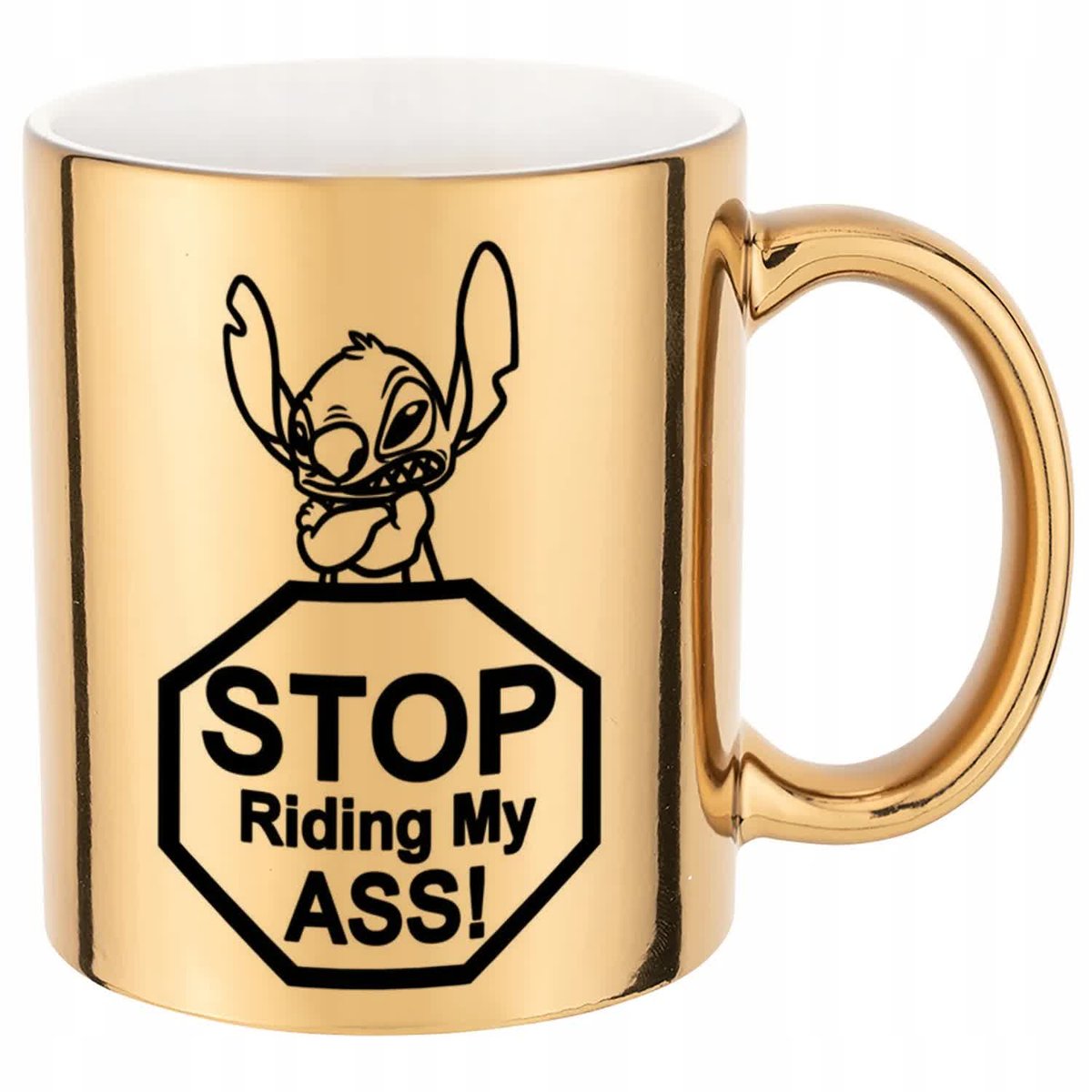 KUBEK ZŁOTY SUPER PREZENT STOP RIDING MY ASS HARDCORE DLA KAŻDEGO TEEN WZ