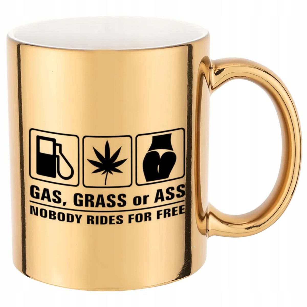 KUBEK ZŁOTY PREZENT GAS, GRASS OR ASS HARDCORE DLA KOLEGI KOLEŻANKI WZORY