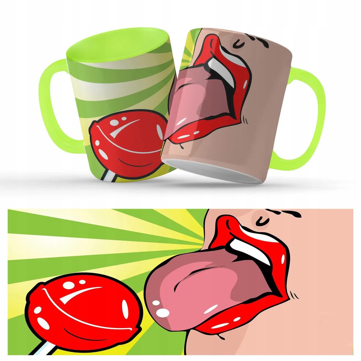 Kubek Zielone Prezent POP ART COMICS Lollipop Wz