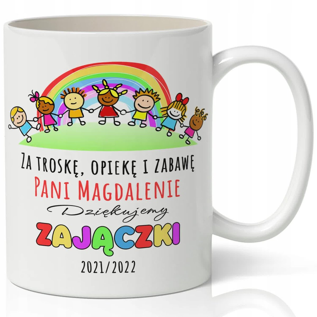 KUBEK BIAŁY IDEALNY Prezent dla Pani PRZEDSZKOLANKI Zakończenie roku IMIĘ