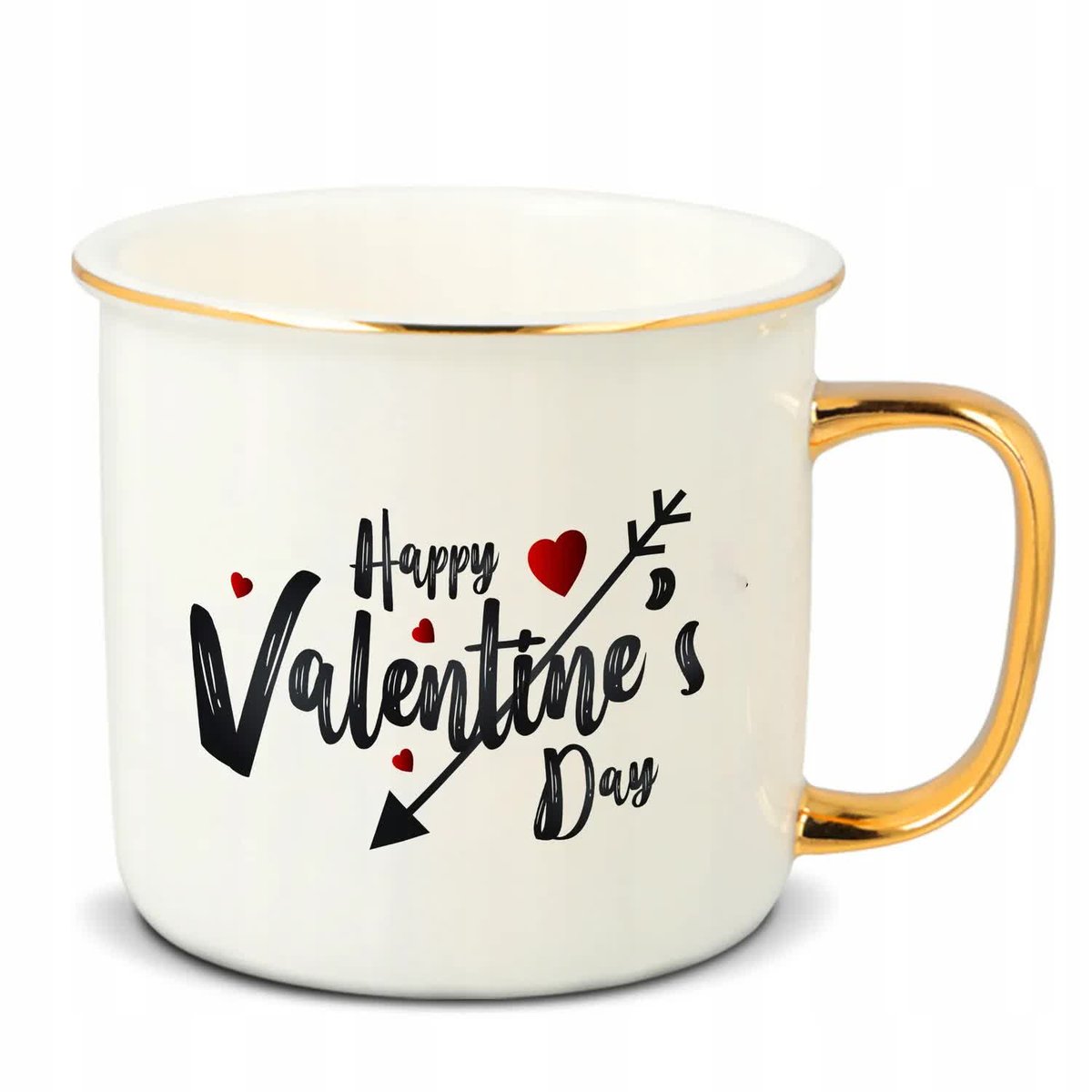 Kubek RETRO Złote Ucho Rant HAPPY VALENTINES DAY Eleganckie Walentynki Wz