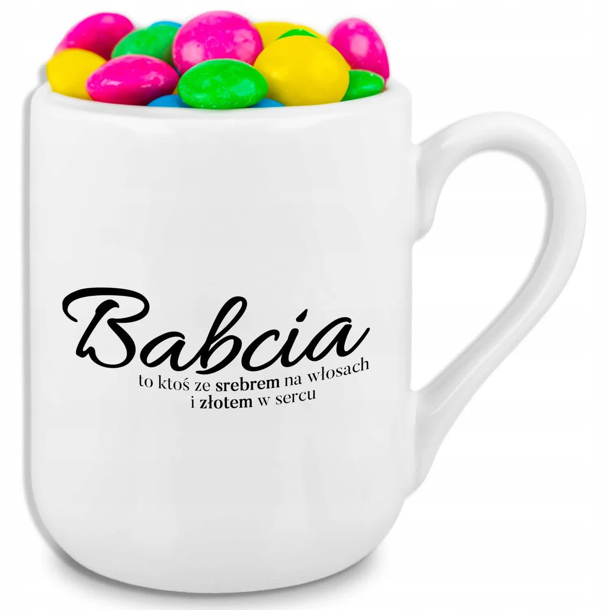 Kubek Coffe Biały BABCIA MA ZŁOTO W SERCU Prezent Dla Babci i Dziadka Wzory