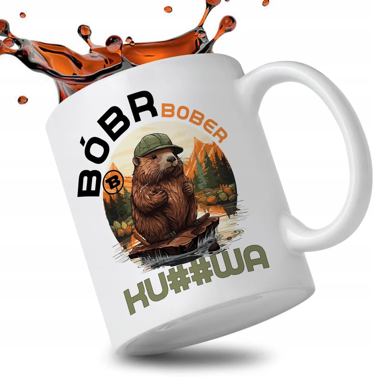 KUBEK BIAŁY IDEALNY PREZENT VIRAL BÓBR BOBER K*RWA ALE BYDLE MIX WZ