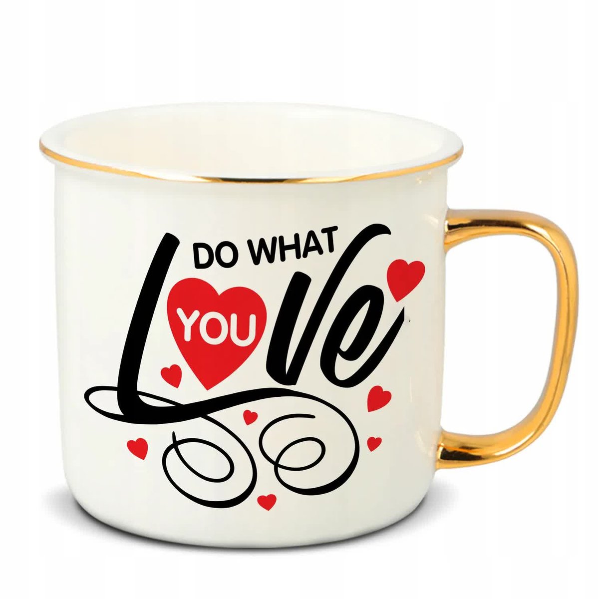 Kubek RETRO Złote Ucho Rant LOVE Eleganckie Miłość Walentynki Wzory