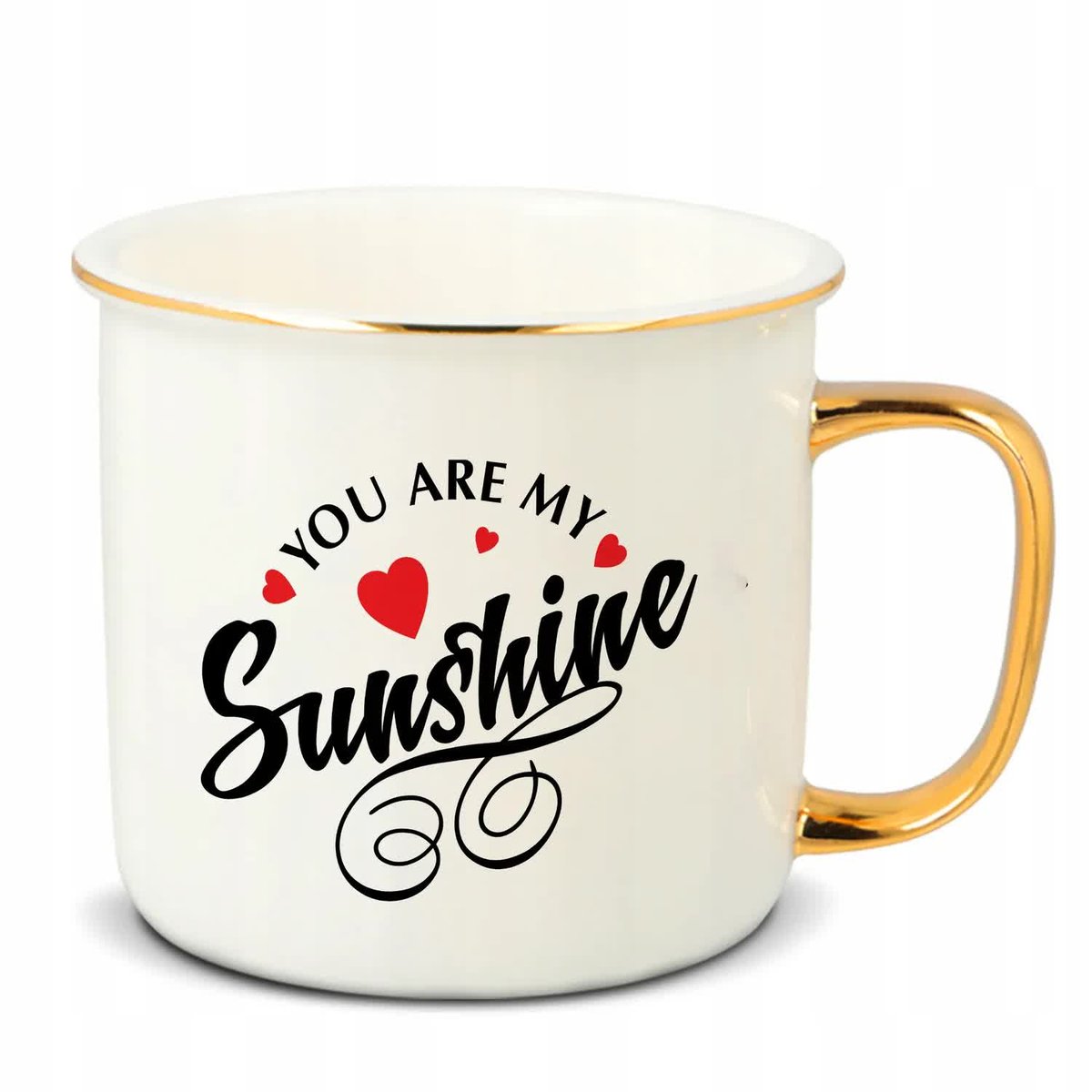 Kubek RETRO Złote Ucho Rant MY SUNSHINE Elegancki Miłość Walentynki Wzory