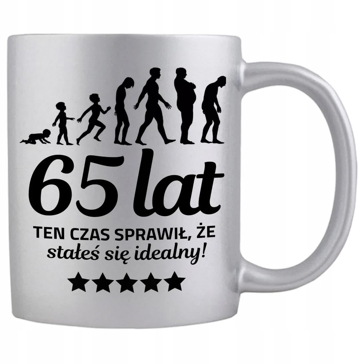KUBEK SREBRNY PREZENT NA 65 URODZINY TEN CZAS SPRAWIŁ ŻE JESTEŚ IDEALNY WZ