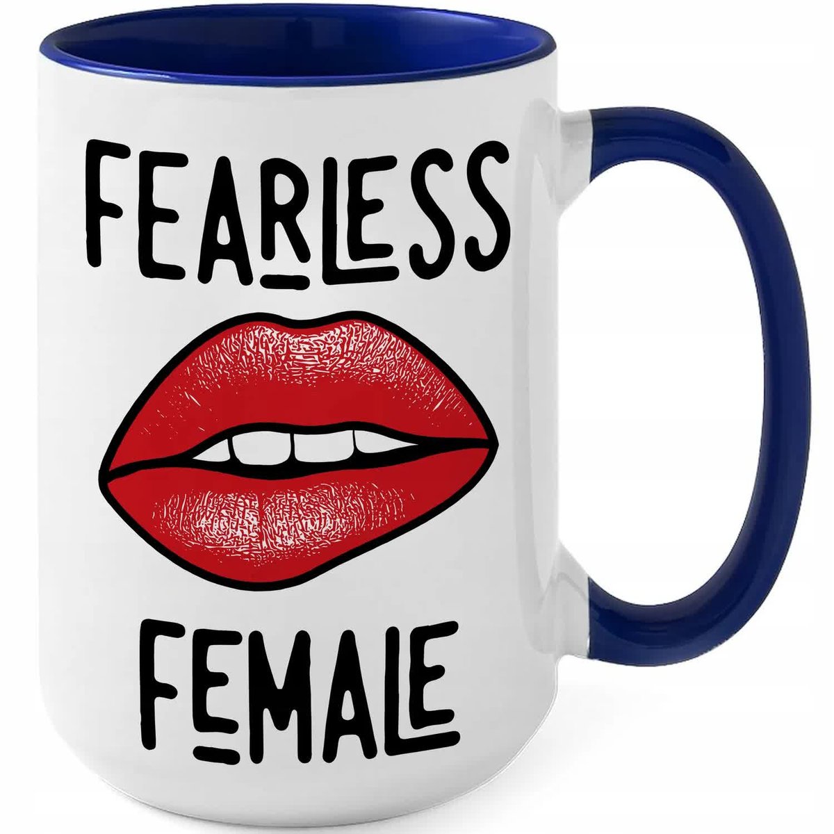 Kubek MEGA DUŻY GRANATOWY FEARLESS FEMALE Dla Przyjaciólki Prezent WZORY