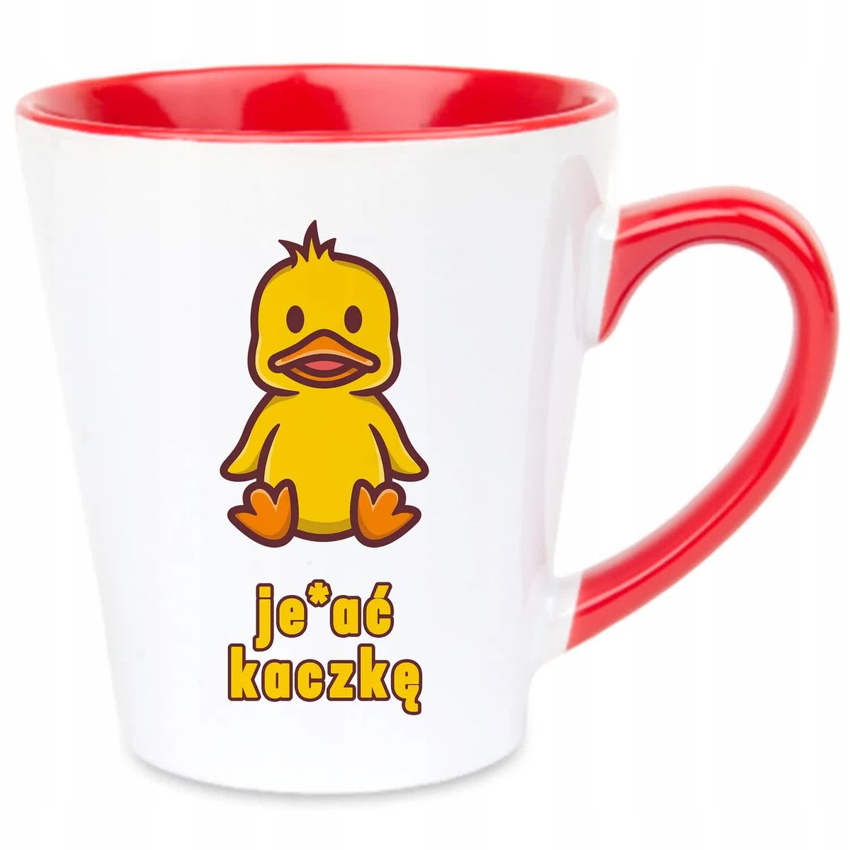 Kubek Latte Czerwono Biały JEB*Ć KACZKE 350 ml Na Prezent Zabawne Wzory