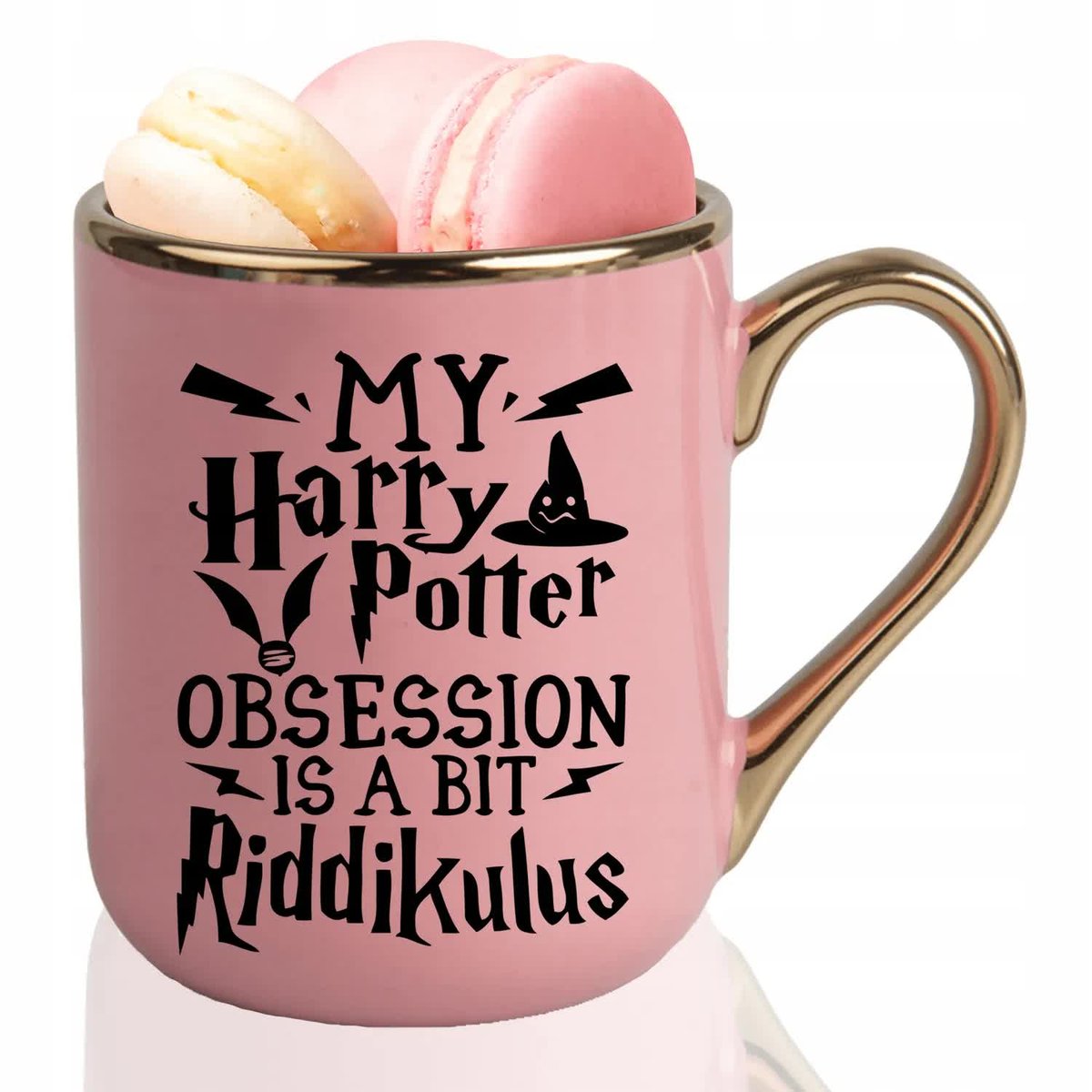 KUBEK ELEGANT Różowy Na Prezent Urodziny HARRY POTTER OBSESSION Wzory