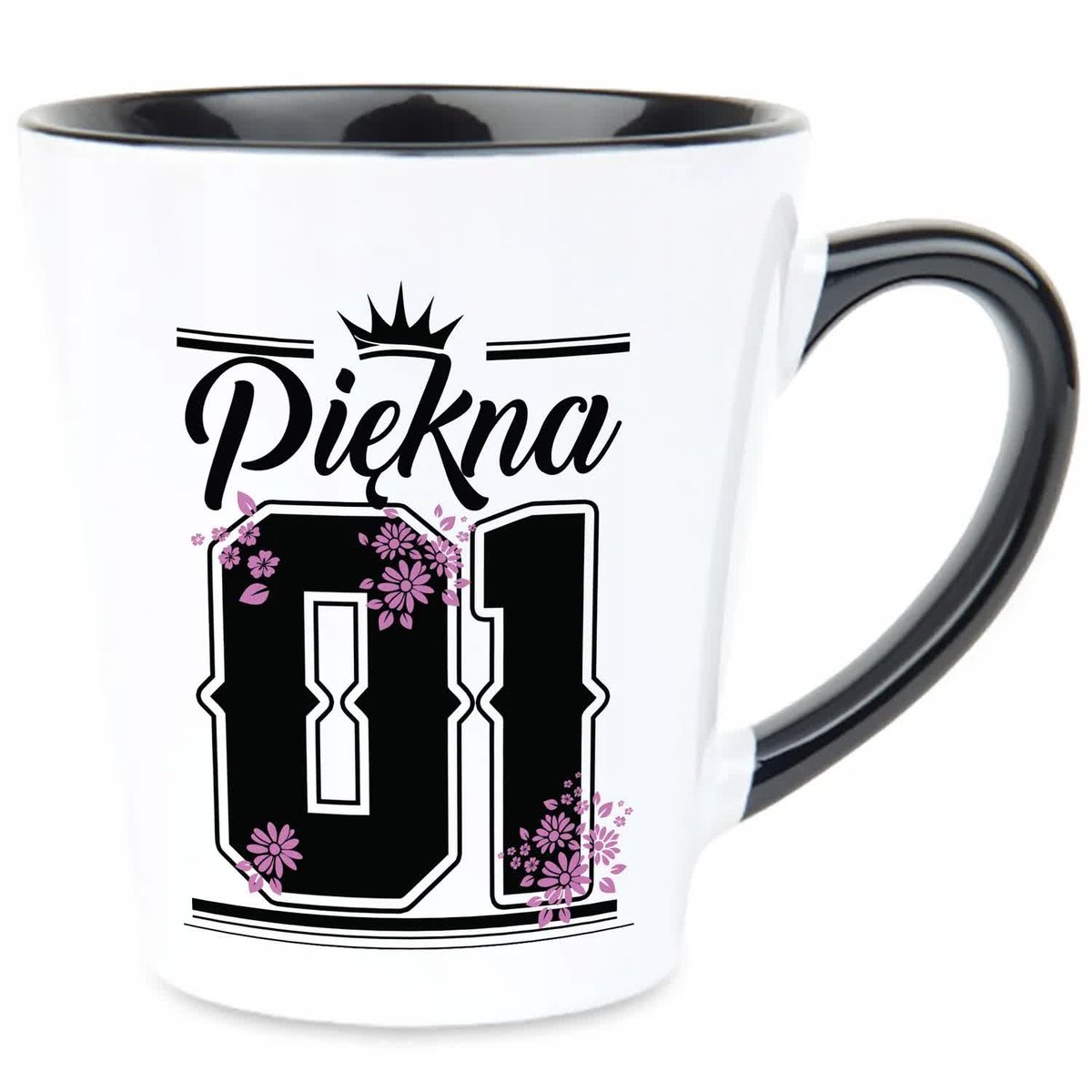 Kubek Latte Czarno Biały 01 PIĘKNA 350ml Na Prezent Zabawne Wzory