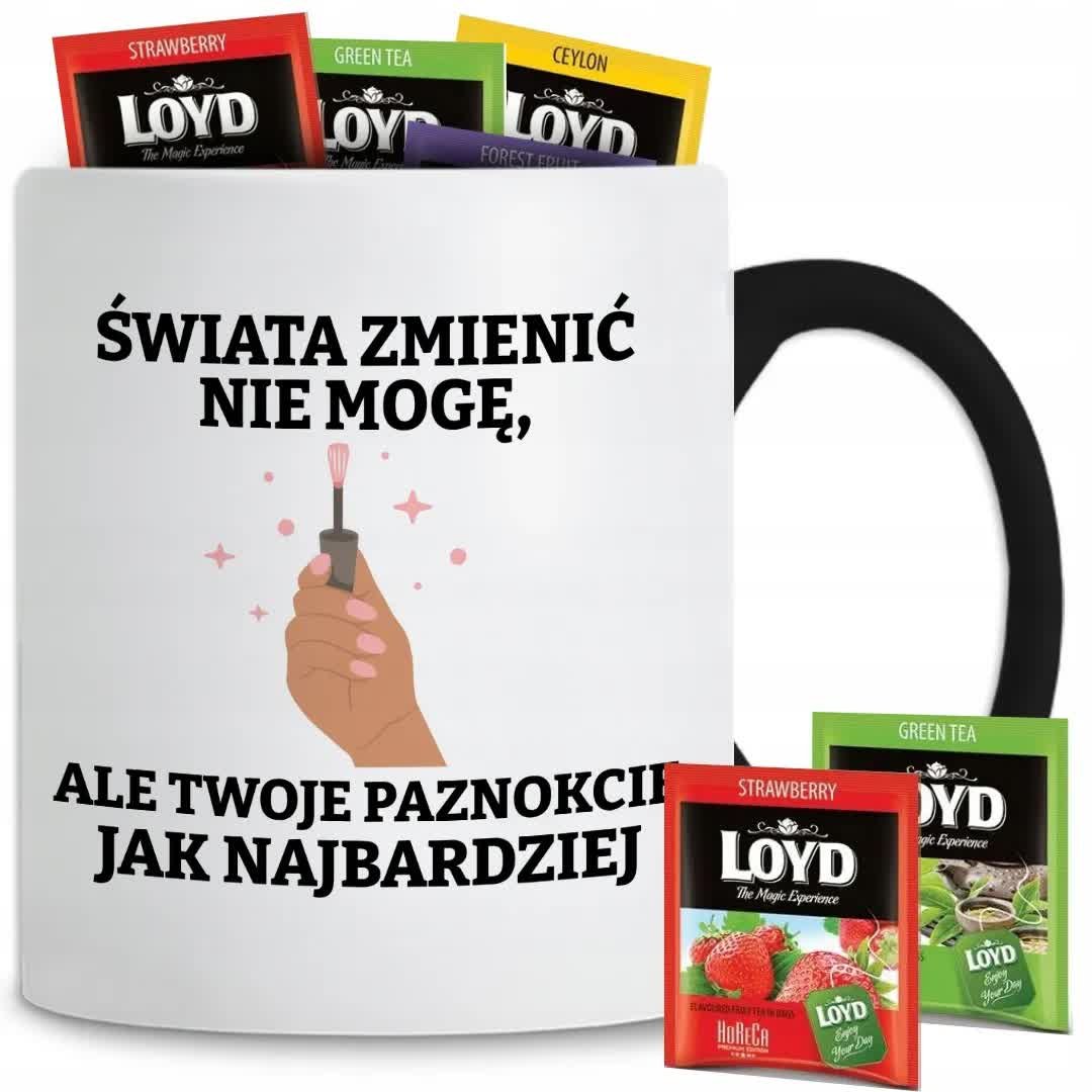 Kubek Z Nadrukiem PREZENT DLA MANICURZYSTKI Czarno Biały