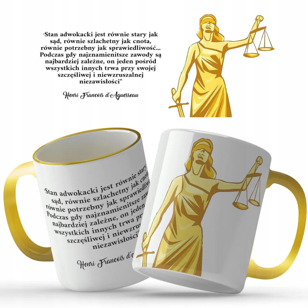 Kubek Złoty Na Prezent Dla Adwokata Prawnika Wzory