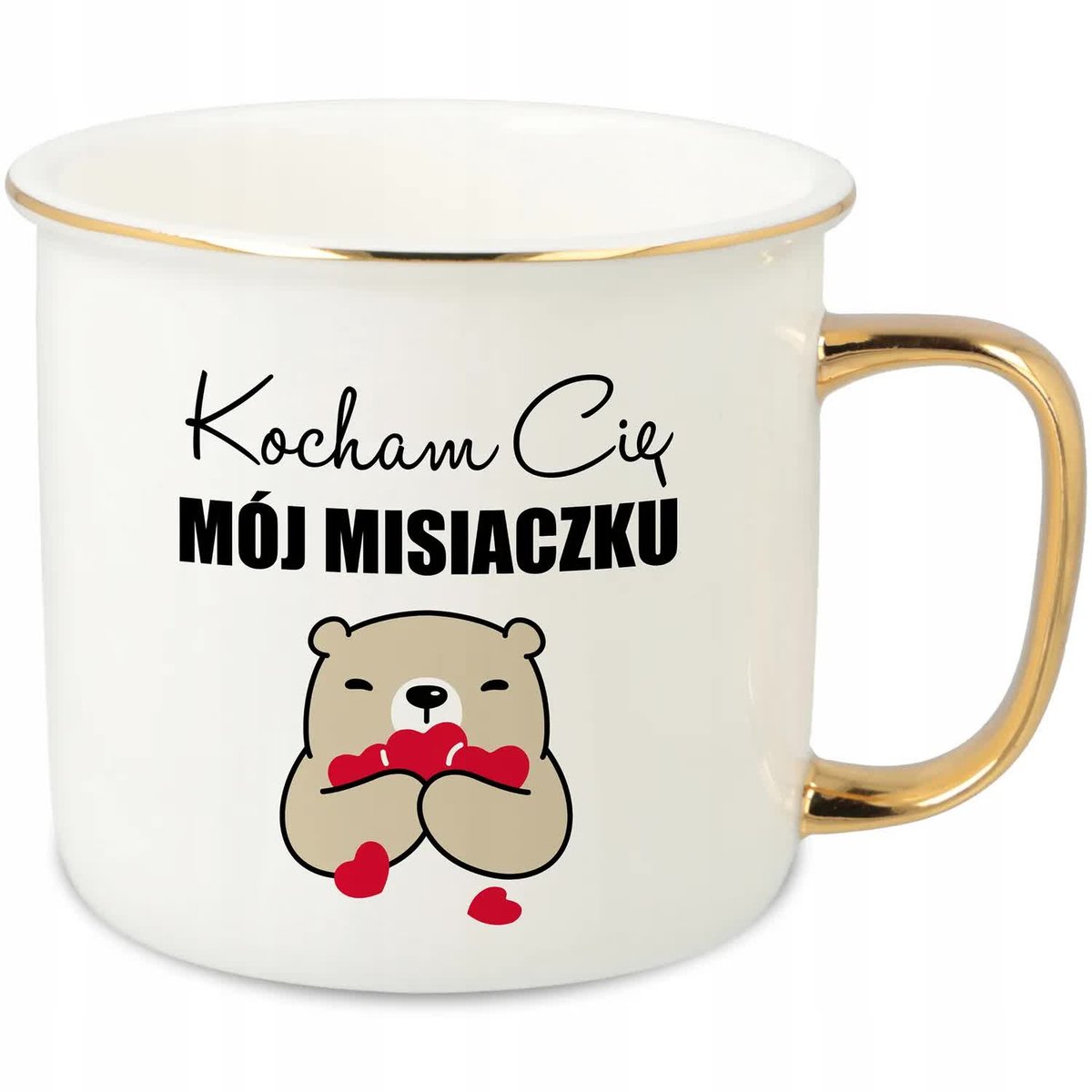 KUBEK UCHO RANT ZŁOTY PORCELANOWY RETRO 280ML PREZENT DLA ŻONY MIX WZORY