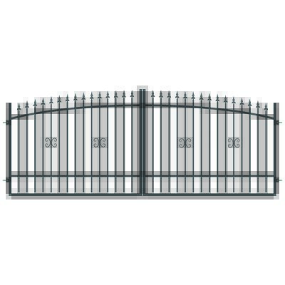 Brama dwuskrzydłowa DAMIAN 400 x 1,30-1,50 cm ocynk RAL9005