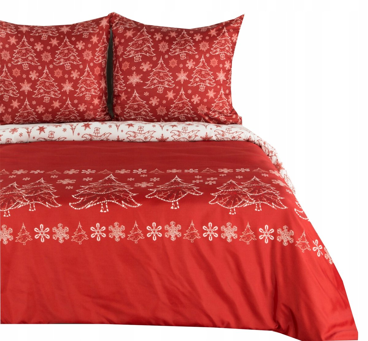 Komplet pościeli świątecznej 140x200 pościel świąteczna czerwona śnieżynki
