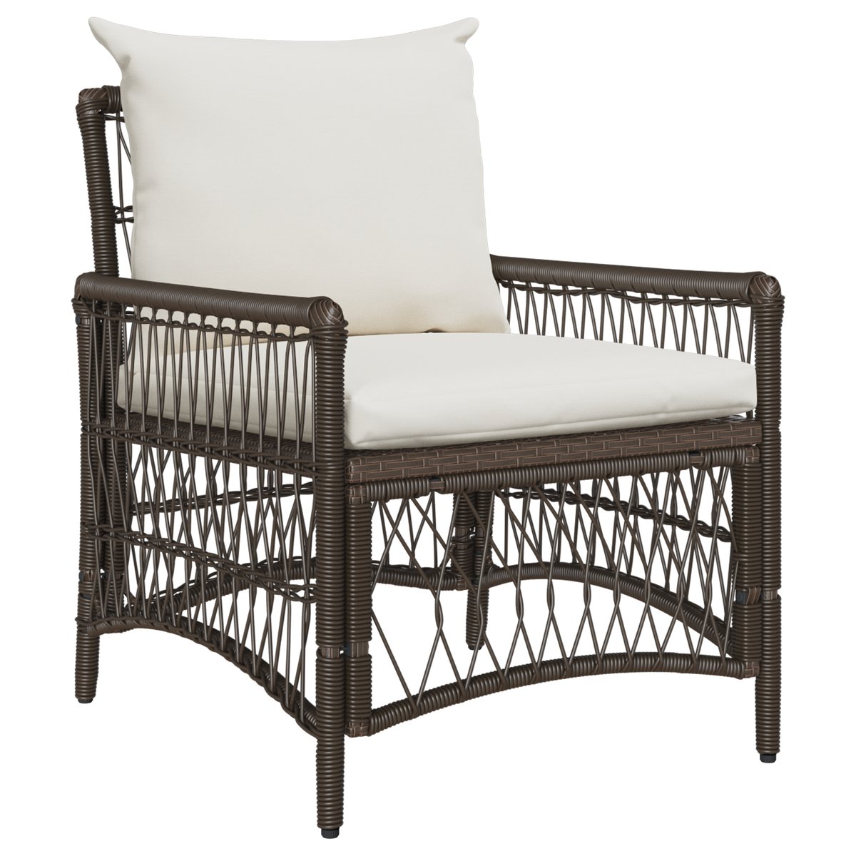 vidaXL Fotel ogrodowy z poduszkami Brązowy 60x70x78 cm Poli Rattan