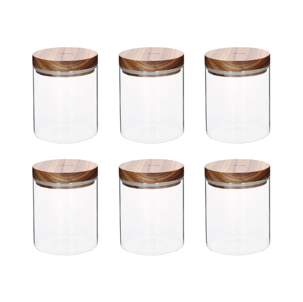 Zestaw 6x Pojemnik CARLOS naturalny akacjowy 0,7 l HOMLA