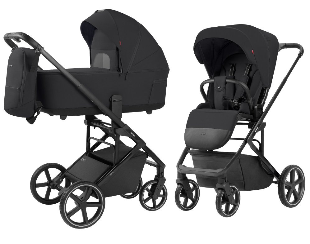 Wózek wielofunkcyjny 2w1 gondola i spacerówka CARRELLO ALFA 2025 Rock Black