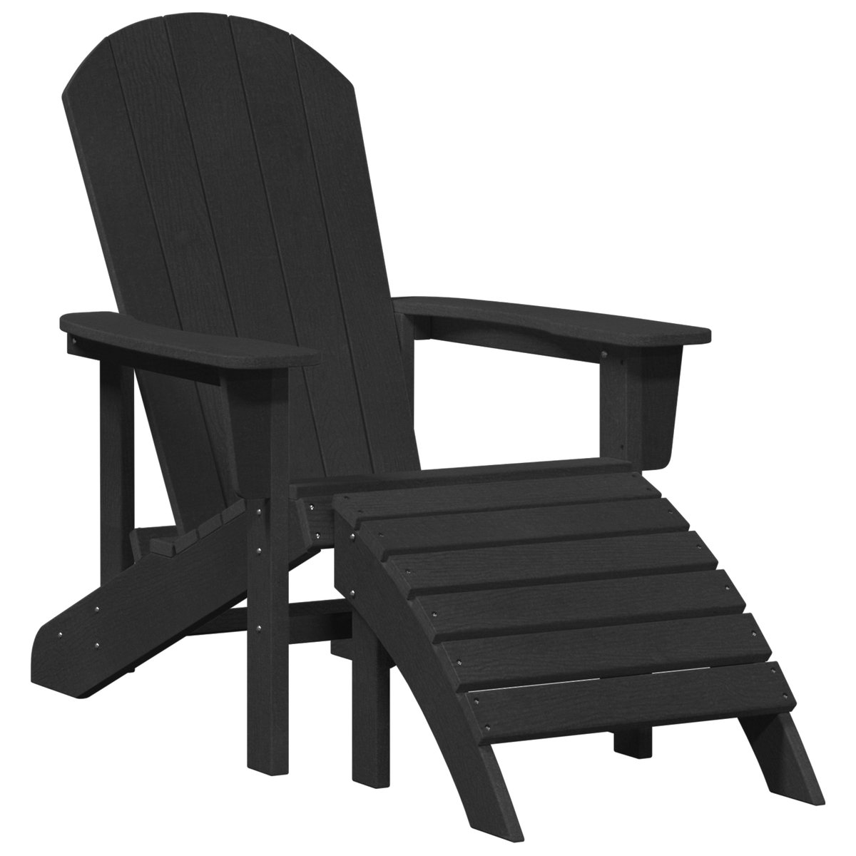vidaXL Fotel Adirondack z podnóżkiem Czarny HDPE