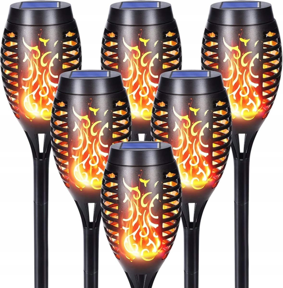 Qedertek Zestaw 6szt Lamp Solarnych Zewnętrznych Ogrodowych Efekt Płomienia