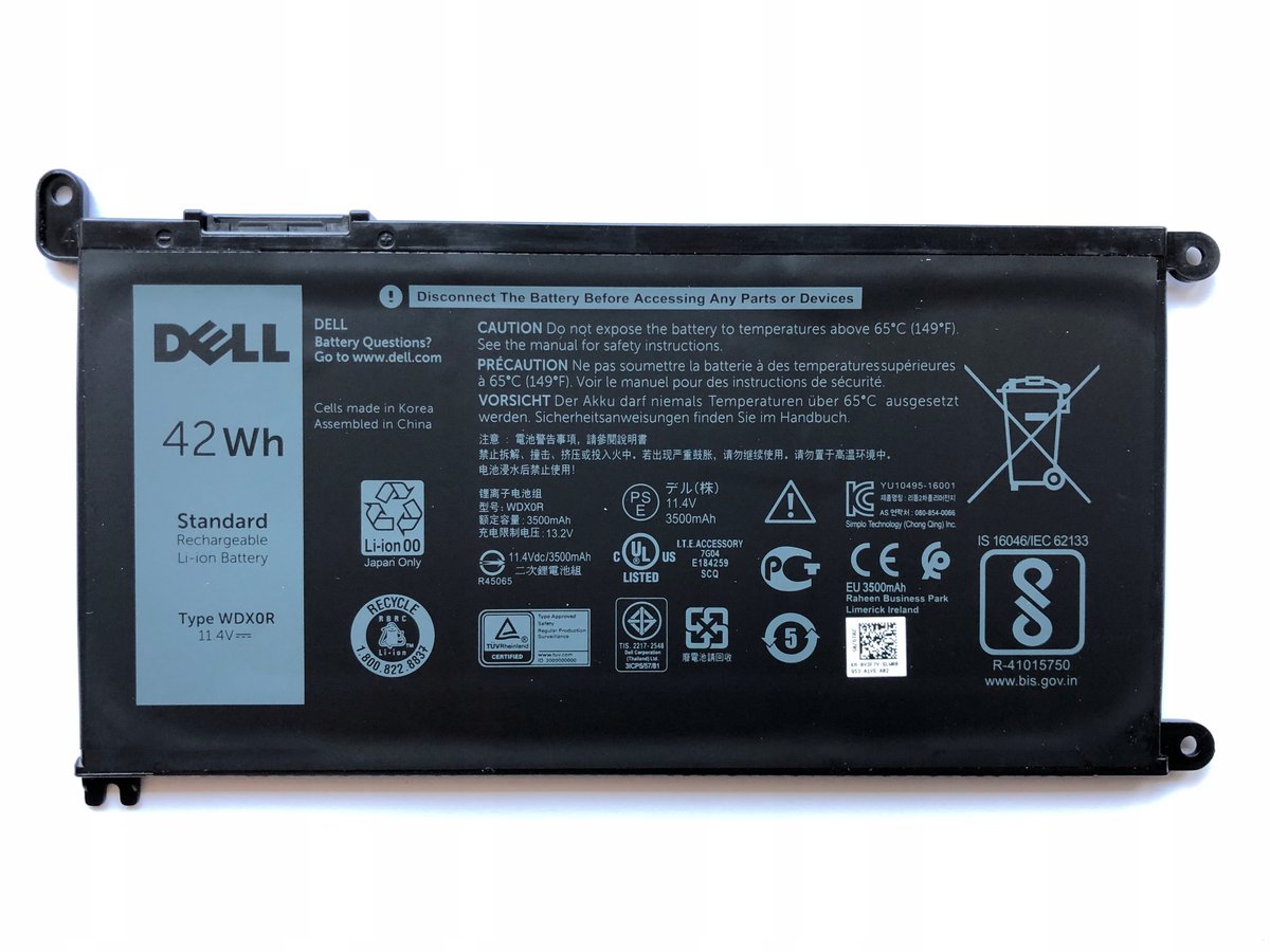 ORYGINALNA BATERIA DO LAPTOPA DELL WDX0R 42Wh 3C 3CRH3 FW8KR KWIECIEŃ 2025