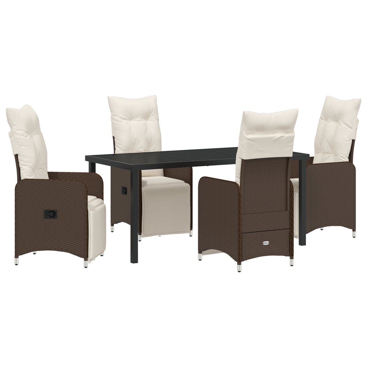 vidaXL Zestaw 5-częściowy brązowy stół ogrodowy z poduszkami z polirattanu