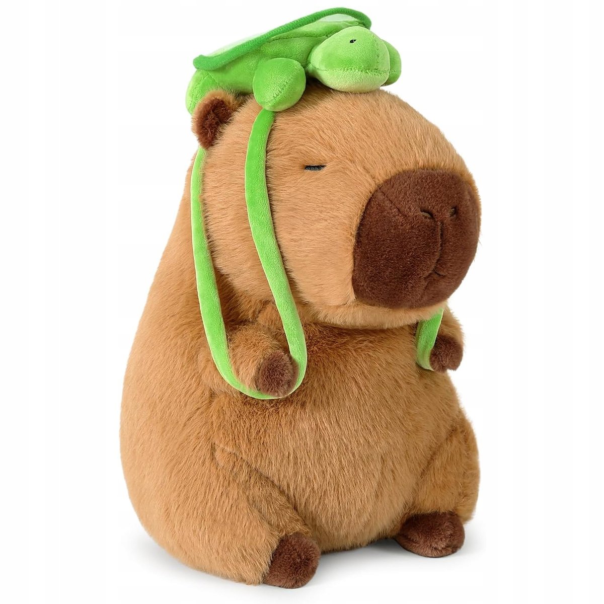 MASKOTKA PLUSZOWA KAPIBARA ZABAWKA Z PLECAKIEM ŻÓŁWIEM 25CM PLUSZAK 2W1