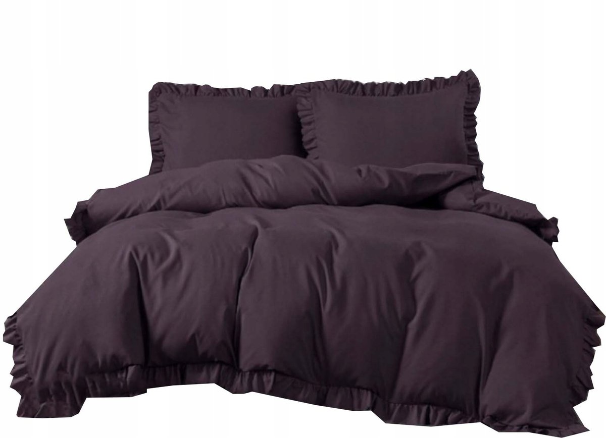 Komplet pościeli 220x200 falbanka ciemny fiolet