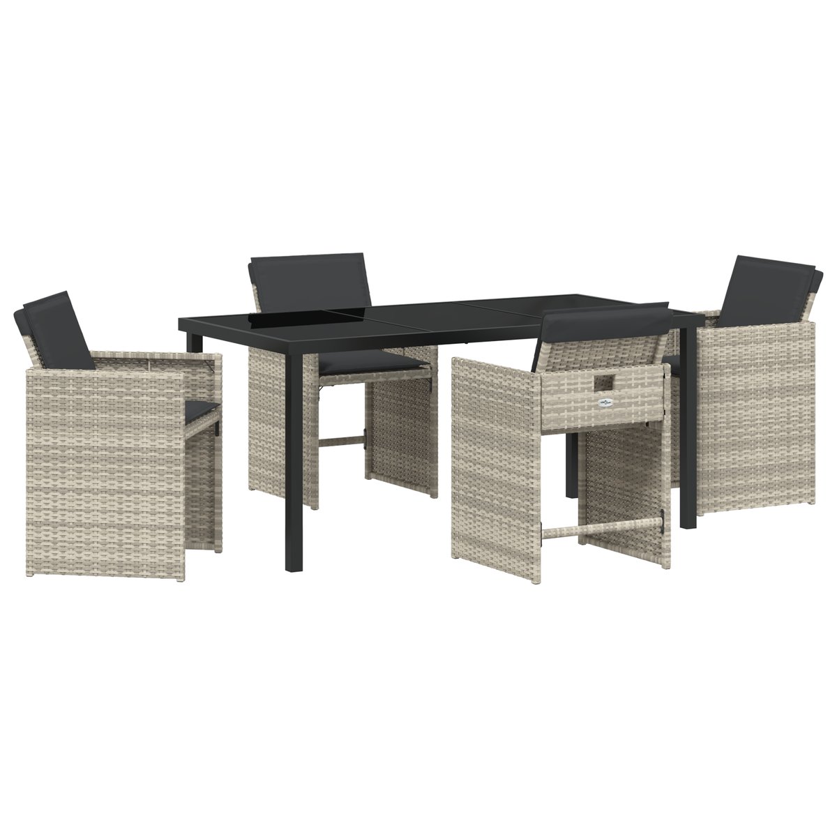 vidaXL Zestaw 5-elementowy do obiadu w ogrodzie z poduszkami Jasnoszary Polirattan