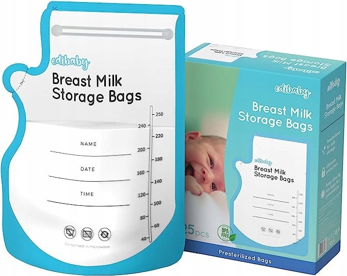Torebki na Mleko Matki 250 ml- Opakowanie 25 Sztuk, Bezpieczne i Praktyczne