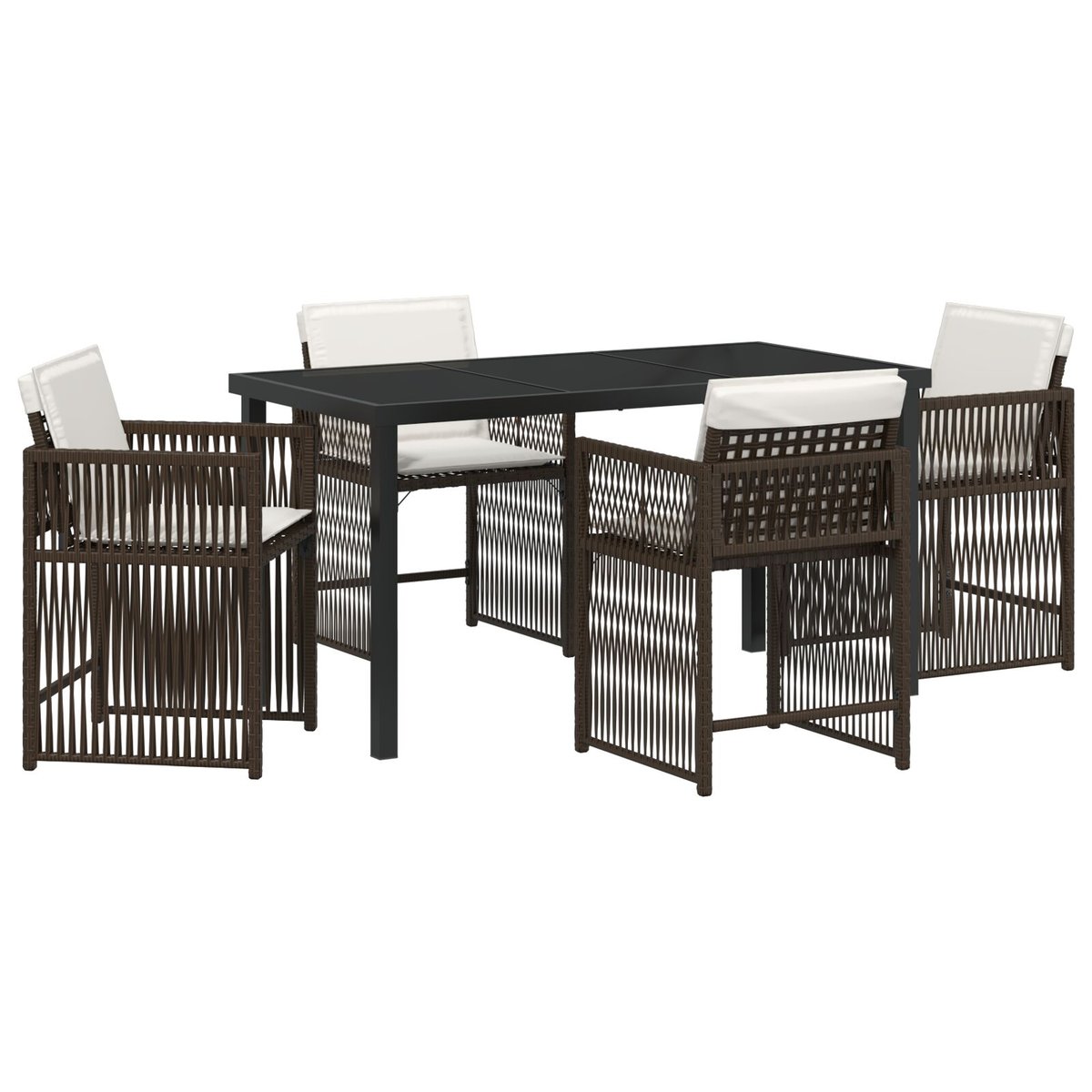 vidaXL 5-częściowy zestaw do jadalni w ogrodzie z poduszkami brązowy polirattan