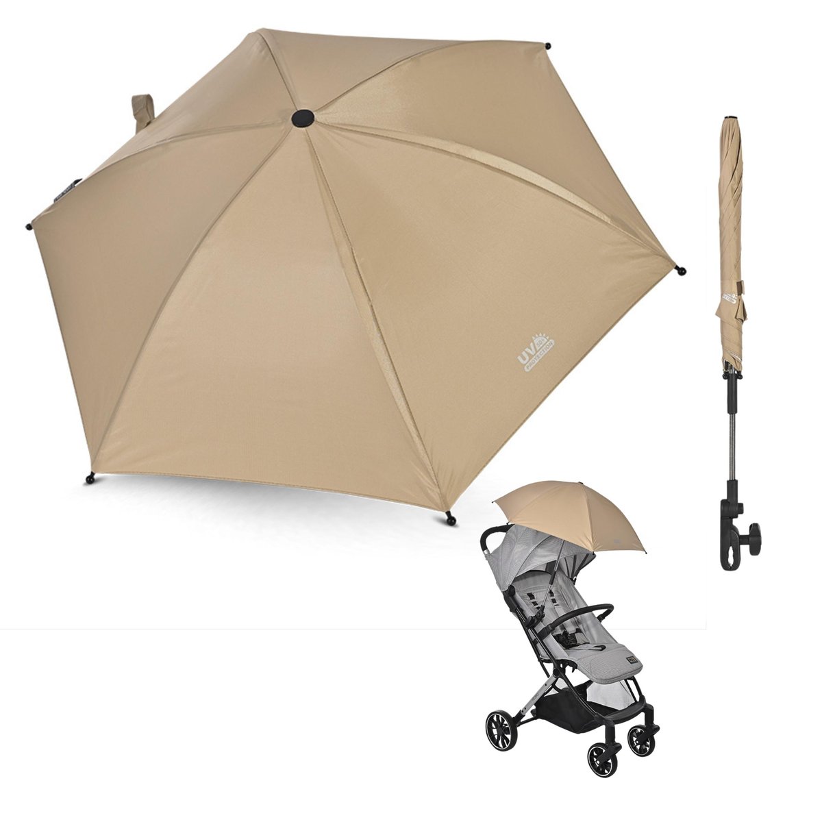LORELLI UMBRELLA - PARASOLKA PRZECIWSŁONECZNA UV DO WÓZKA BEIGE