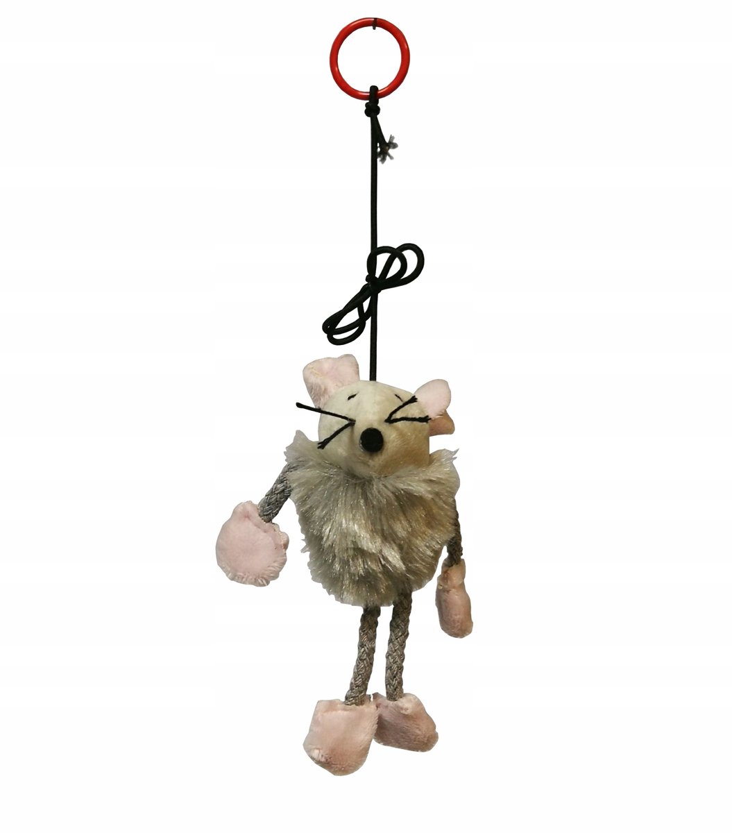 Zabawka miękka mysz gryzak dla kota na gumce