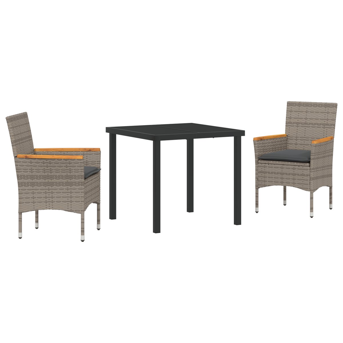 vidaXL 3-elementowy zestaw obiadowy do ogrodu z poduszkami Szary polirattan