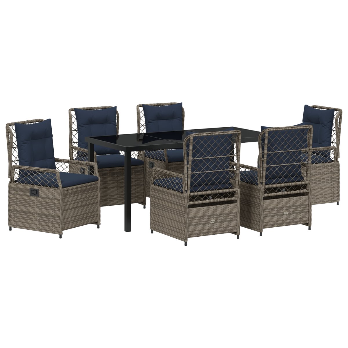 vidaXL Zestaw obiadowy ogrodowy 7 szt. Szary polirattan