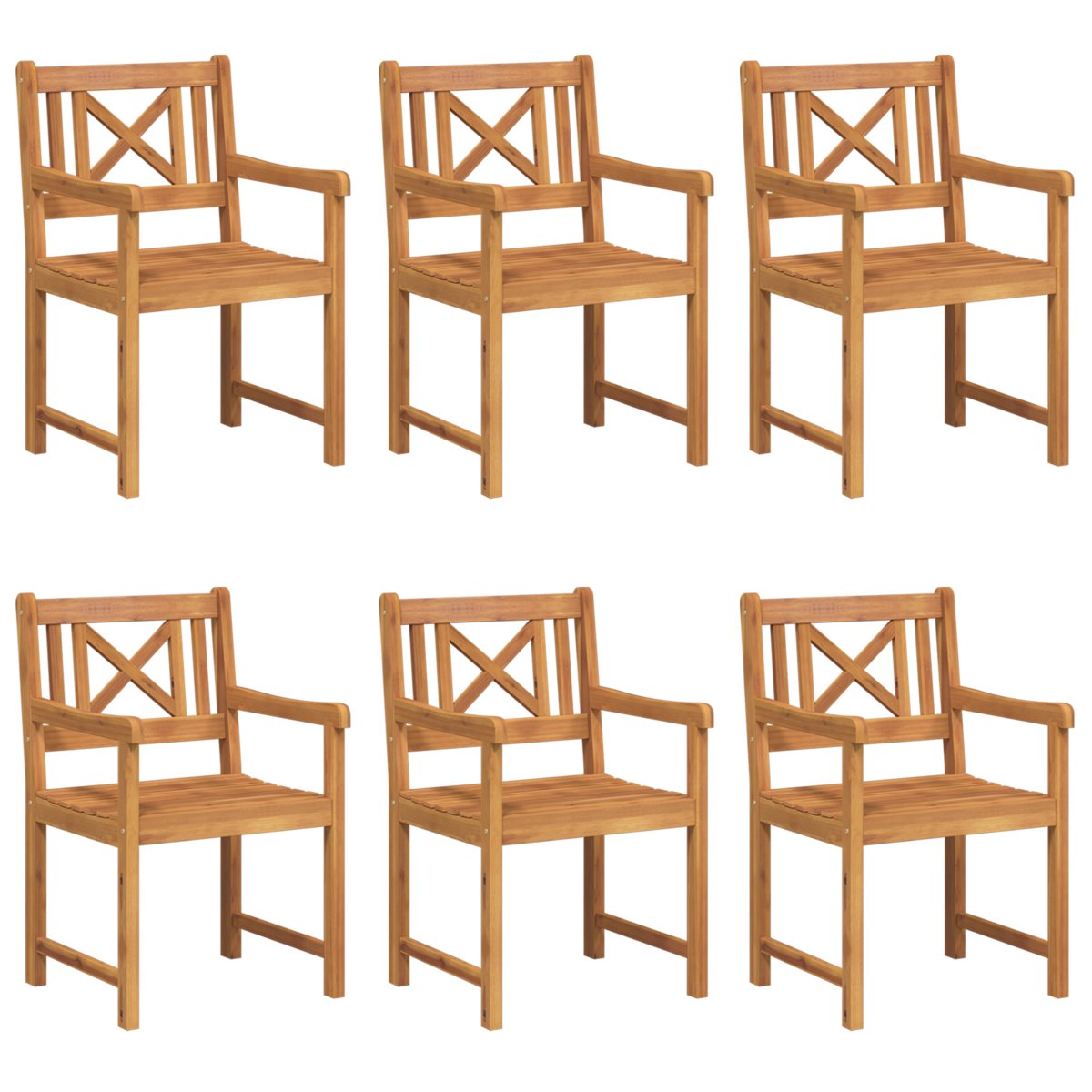 Zestaw 6 krzeseł vidaXL 56x55.5x90 cm z litego drewna akacjowego