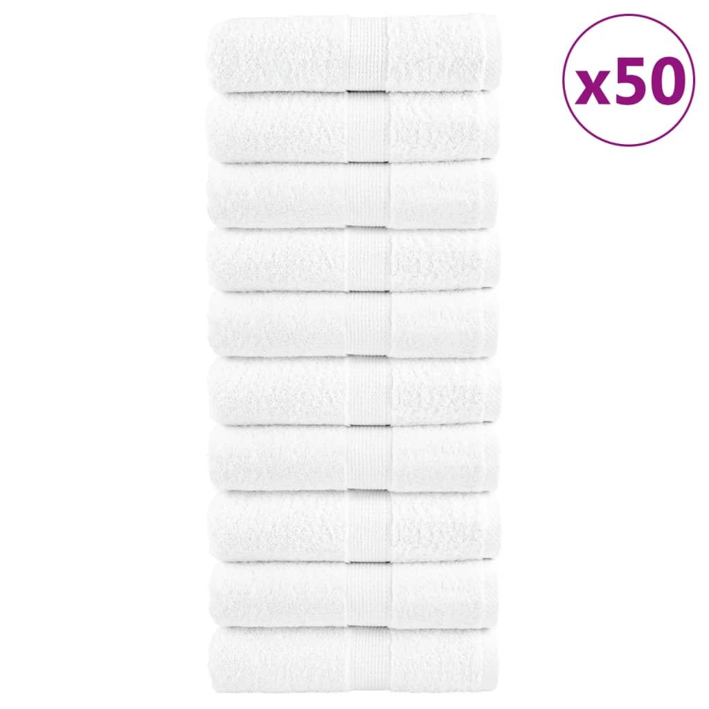 vidaXL Ręczniczki premium SOLUND, 50 szt., białe, 15x21 cm, 600 g/m2