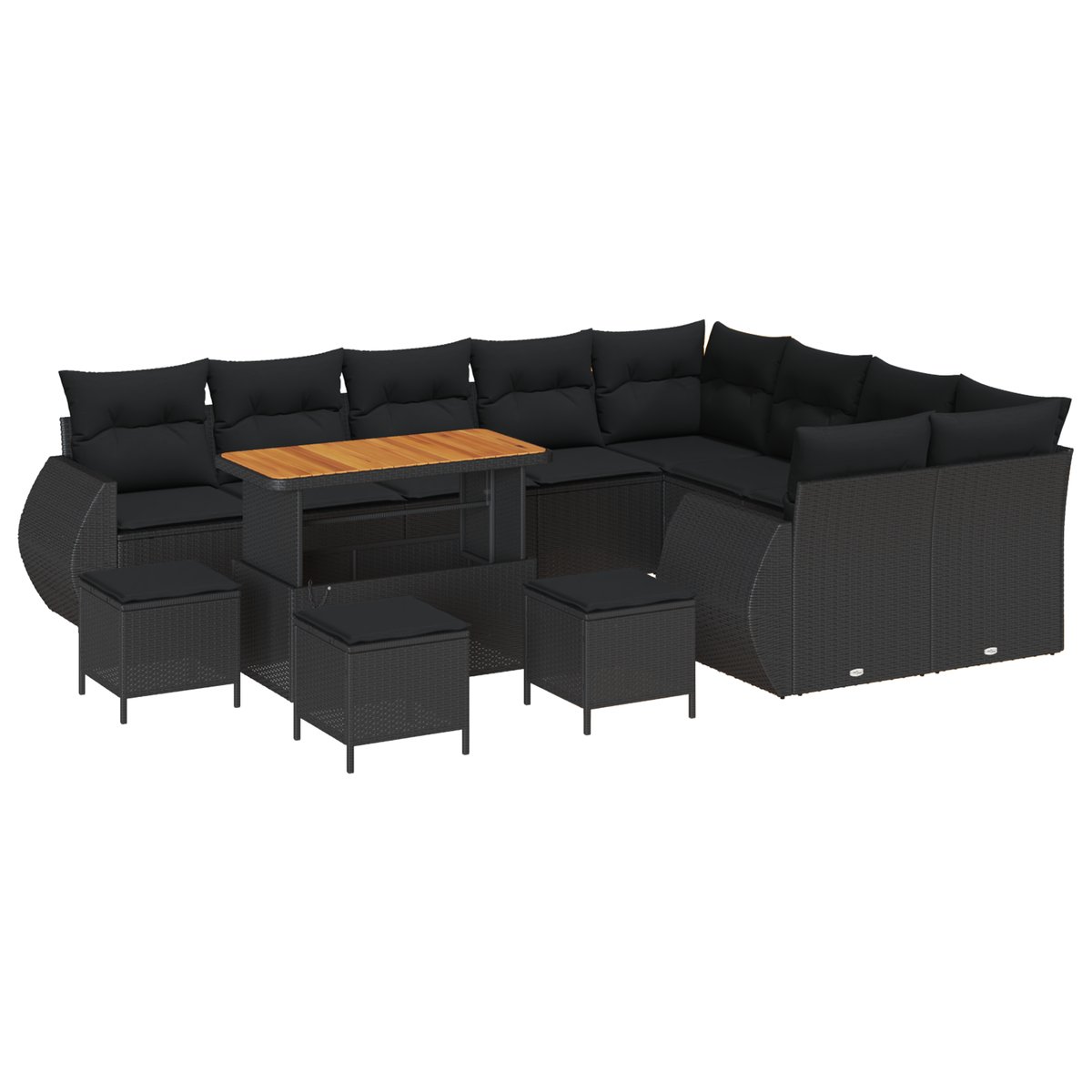 Zestaw Sof 13-częściowy z Poduszkami Czarny Polirattan Akacja