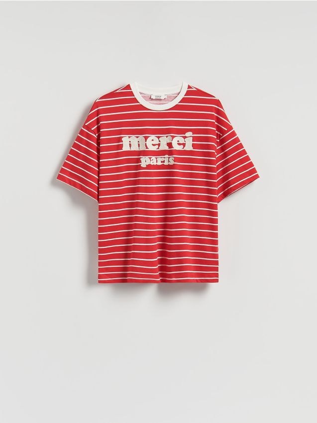 Reserved - T-shirt oversize w paski - wielobarwny